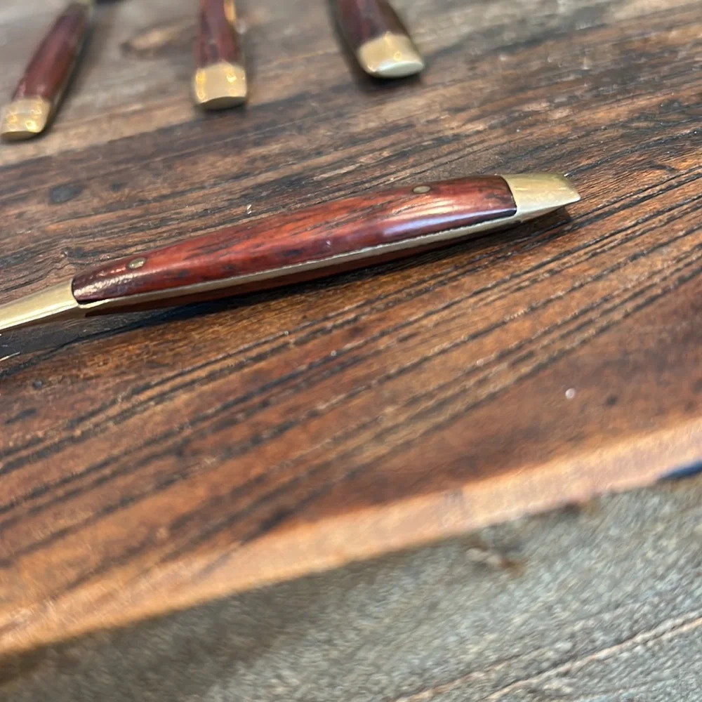 🎁 4/$25 - VINTAGE Thai bronze & wood teaspoons - set of 5 - 1950’s - Picture 4 of 6